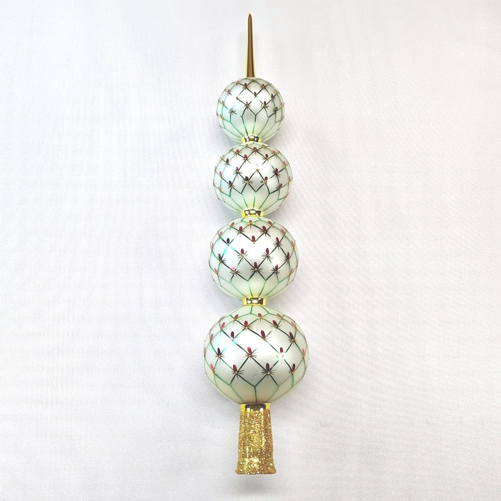 Christopher Radko Glass Christmas Tree Topper with Box Vintage RARE